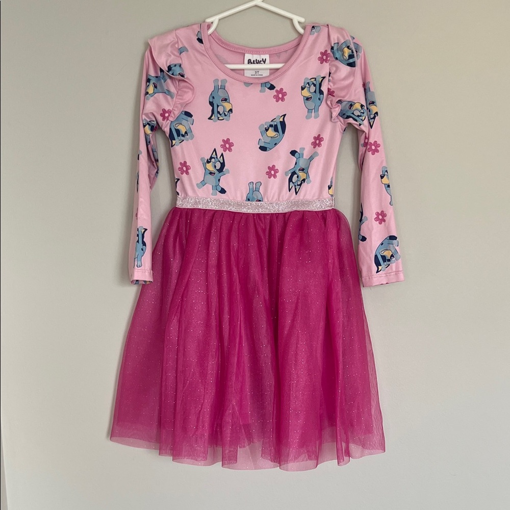 Pink Long Sleeve Bluey Dress